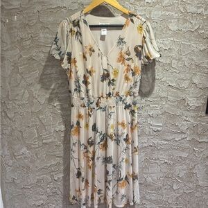 Elegant Floral V-Neck Midi Dress